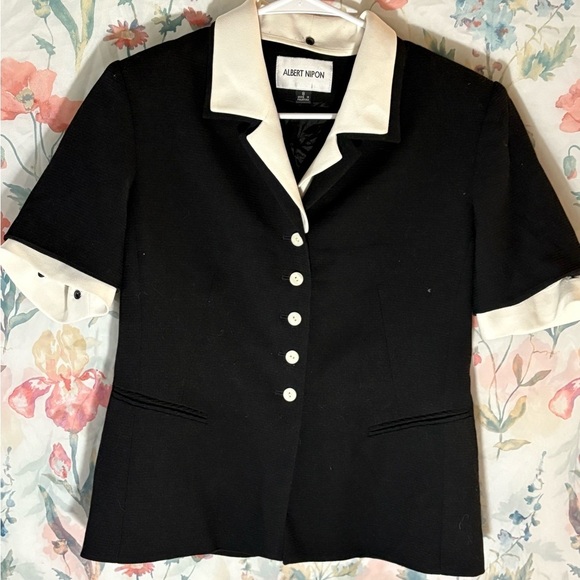 Vintage Albert Nipon Two-Tone Short Sleeve Blazer - Picture 1 of 11
